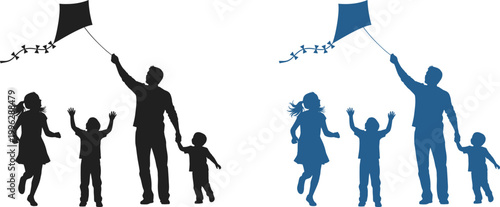 Celebrating fathers day a heartwarming silhouette of dad papa and family flying kites together