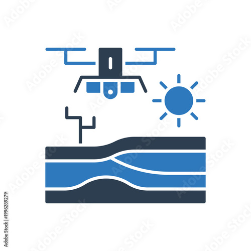 Desert Monitoring Drone Icon Sign Symbol