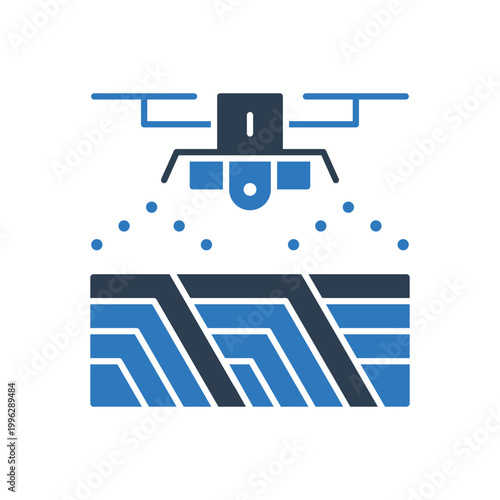 Agriculture Drone Icon - Field Spraying Icon