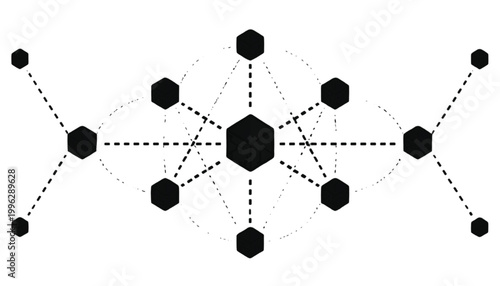 Network nodes connect in a geometric pattern to illustrate complex digital communication systems today.