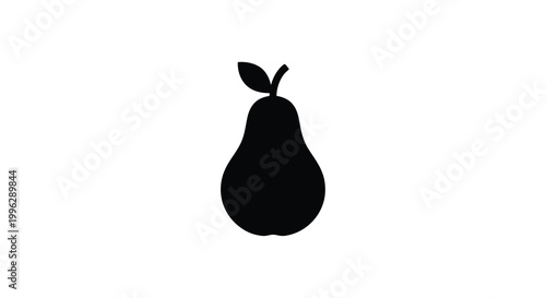 a black silhouette of a pear on a white background
