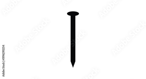 a black nail centered on a white background