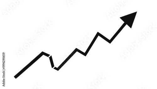 Arrow graph shows an upward trend despite a temporary setback in the overall business performance data.