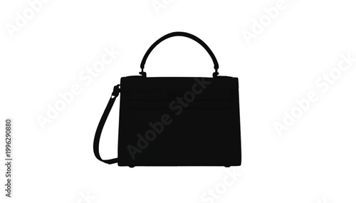 Handbag silhouette displays a classic fashion accessory design with a sturdy handle and clean lines.