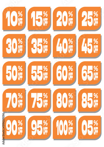 Kit Números em Brancos fundo laranjas promoção % OFF.svg