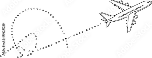 Trajectory airplane with dotted line - vector