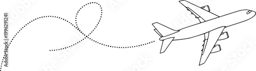 Trajectory airplane with dotted line - vector
