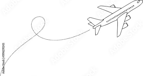 Trajectory airplane with dotted line - vector