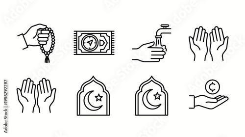 Islamic Prayer Ritual Spiritual Icons