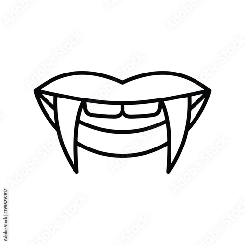 Vampire Fangs Minimalist Line Art Vector Illustration