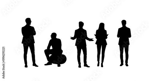 Silhouettes of people in discussion pose isolated on transparent background, Vector