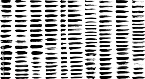 Large collection of black ink brush stroke textures vector illustration