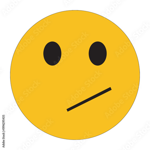 Confused emoji face expression, puzzled emotion yellow smiley icon vector illustration set