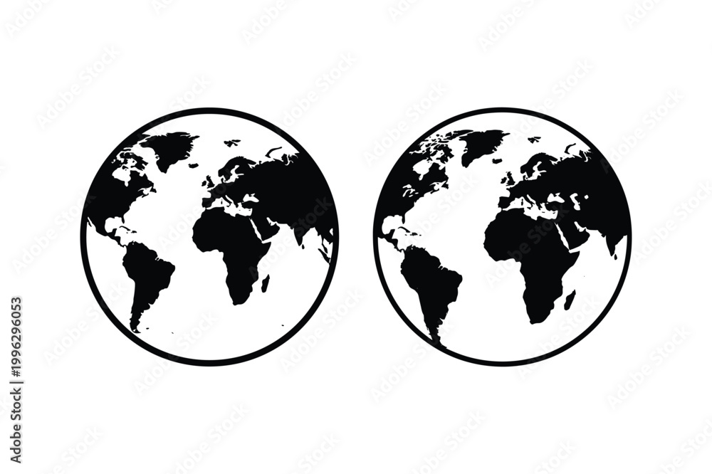 Fototapeta premium Globe World Map Sphere Silhouette Vector Graphic