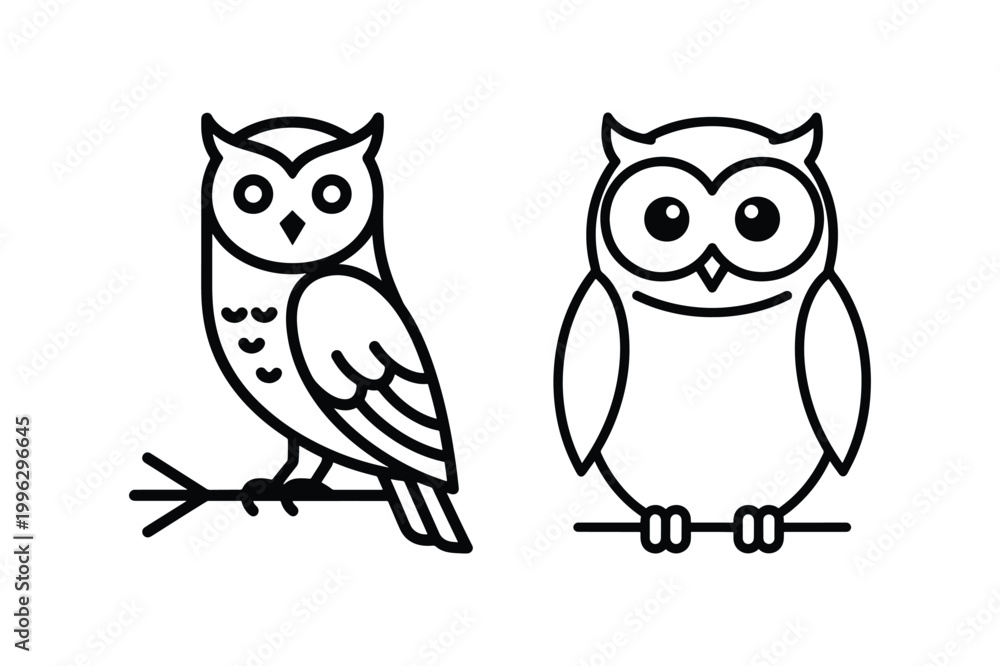 Fototapeta premium Owl Silhouette Minimalist Line Art Vector Illustration