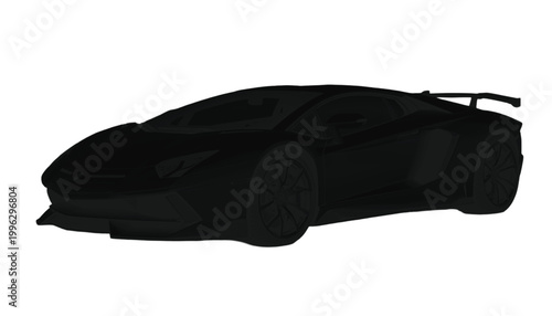 Sports car silhouette is rendered in solid black against a plain white background with copy space.