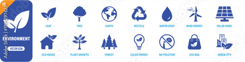 Environment Icon Set Eco Green Energy Nature Sustainability Collection