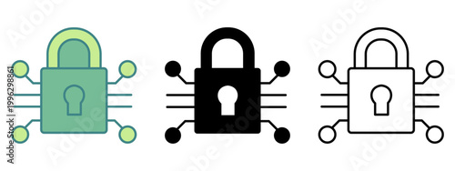 Digital security padlock icon representing encrypted data and cyber protection concepts on a clean background