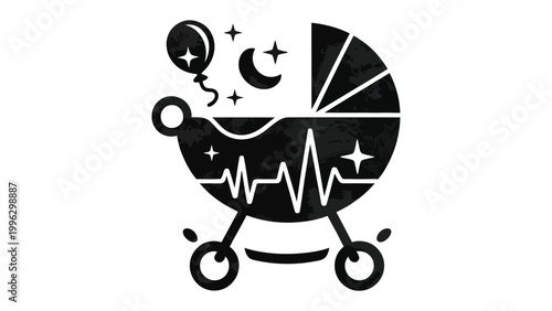 Newborn Delight: A symbolic illustration depicts a baby carriage, adorned with celestial elements, embodying the anticipation and joy of welcoming a new life.