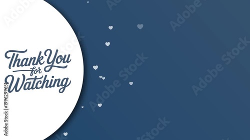 Thank You for Watching Animated Text Overlay on Blue Background with Copy Space for end screen