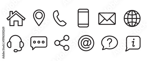 Fotografía Web icon set, simple contact icons phone mail location address chat info symbols