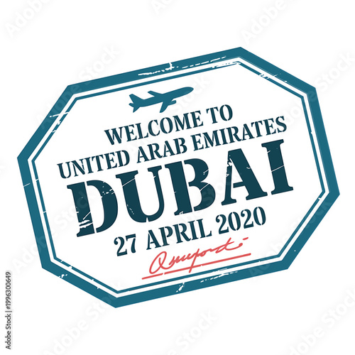 passport stamp welcome to dubai united arab emirates digital illustration