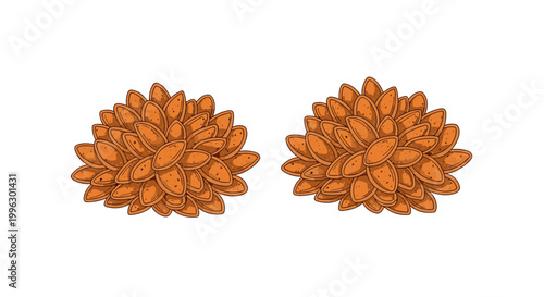 A pair of brown floral brooches on a white background