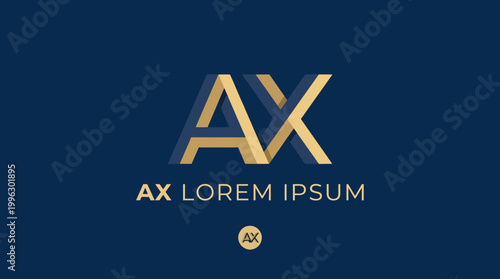 This image features an elegant gold AX logo on a deep blue background, representing sophistication and modern branding in a visually appealing manner.