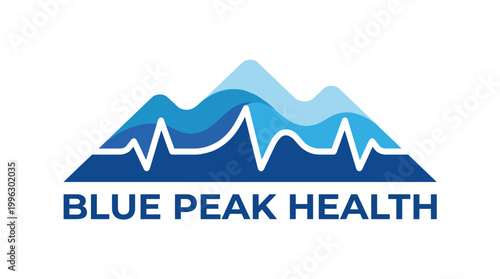 An elegant logo featuring mountain peaks and a heartbeat line, symbolizing health and wellness, ideal for a healthcare brand focused on vitality and support.