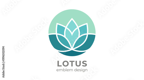 This image showcases a serene and elegant lotus emblem design, perfect for branding purposes related to wellness, spirituality, and tranquility in a visually appealing style.