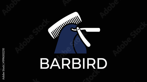 This logo design showcases a modern barber theme with a comb and razor blade, representing professionalism and style in hair grooming services for today’s men.