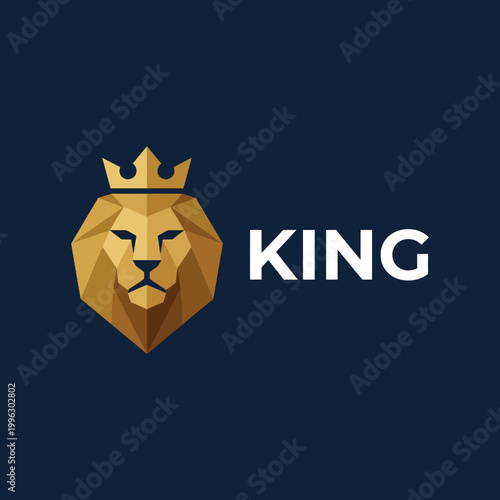 This geometric lion logo with a crown symbolizes strength and authority, ideal for businesses seeking to convey empowerment and confidence in their branding.
