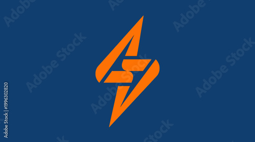 An energetic logo design featuring a bold orange shape symbolizing power and innovation, ideal for brands related to energy or technology sectors.