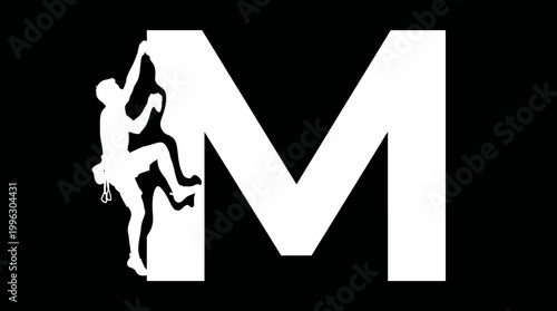 Fotografía A powerful and energetic logo design featuring the letter M intertwined with climbing imagery, capturing the spirit of adventure and challenge in outdoor activities and sports