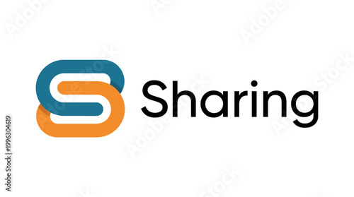 This sleek logo illustrates the concept of sharing through intertwining shapes, emphasizing connection and collaboration in a visually appealing and modern format.