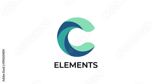 This image features a vibrant logo design for a brand named 'C Elements,' showcasing an abstract circular shape with modern colors and style, representing creativity and innovation.
