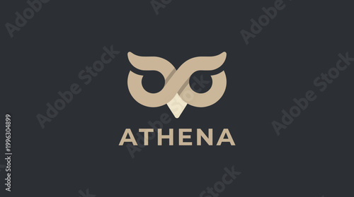 This image features a sleek, modern logo of an owl representing Athena, symbolizing wisdom and strategy, perfect for branding or corporate identity projects.