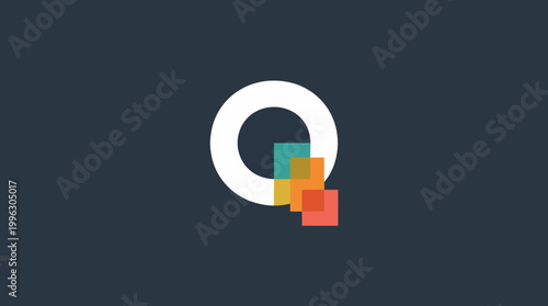 A minimalist logo featuring a bold letter O complemented by vibrant geometric color blocks, perfect for brands aiming for a modern and trendy aesthetic.