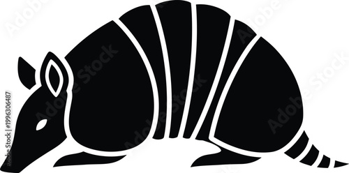 Black and white illustration of an armadillo a minimalist wildlife representation