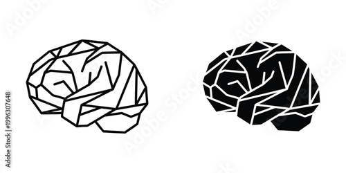 Contrasting brain illustrations depicting structural differences in a simplified manner