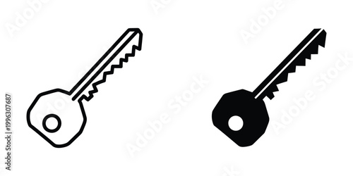 Contrasting black and white outline keys with different fill styles