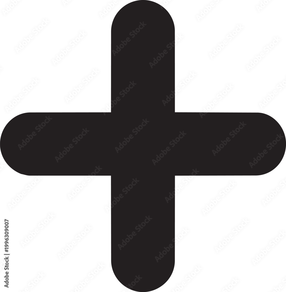 Obraz premium Simple black plus sign icon basic mathematical symbol for addition or positive isolated on white background vector graphic
