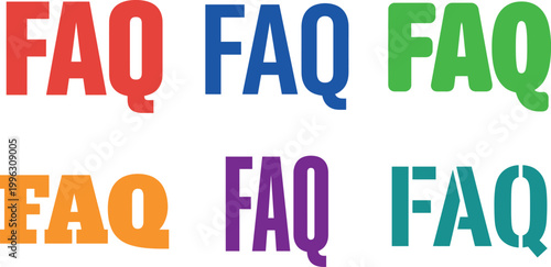 Frequently Asked Questions text in different colors on white background