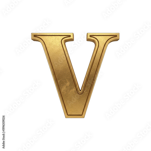 Golden letter v with intricate design and elegant serifs