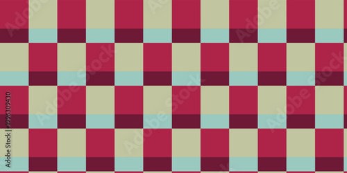 Gingham geometric seamless checkered square pattern. Fabric art overlapping stripes design. Vector plaid tablecloth textile cotton fabric or blanket design.