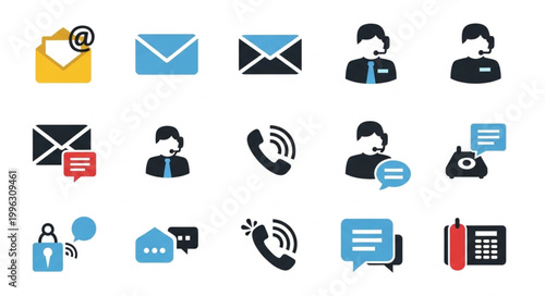 Communication icons set for business.