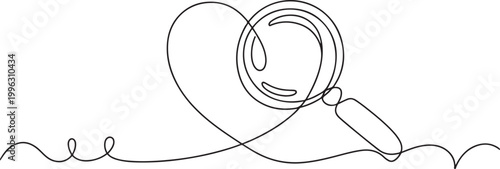 Continuous Line Drawing looking for information about Love. Social media concept. one line art icon drawing vector