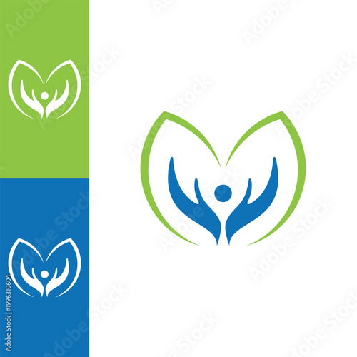 Modern Green Leaf Spine for Chiropractic Medical Logo
