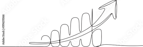 continuous line drawing Investment Growth Concept with Rising Arrow. one line art icon drawing vector
