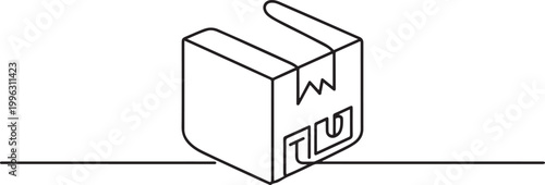 box sign and symbol parcel package. one line art icon drawing vector